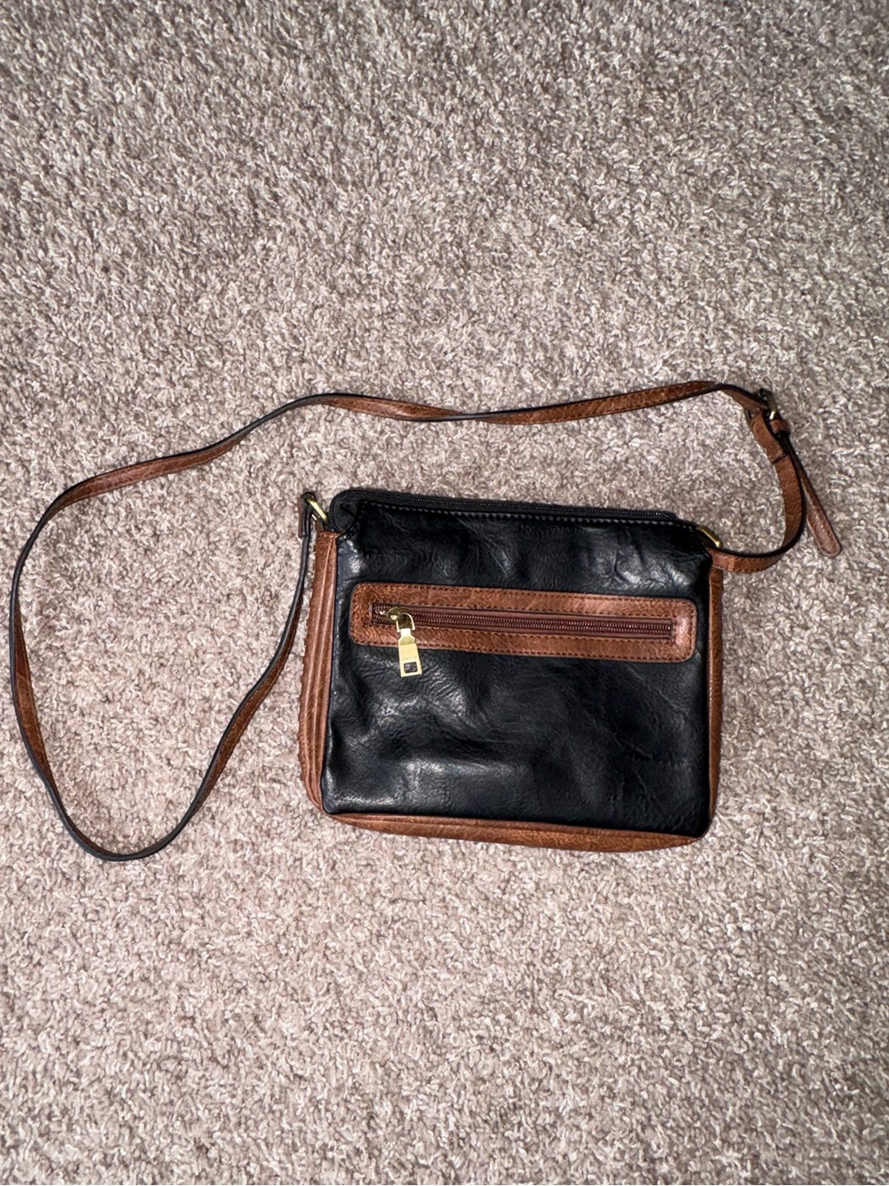 Jen & Co Brown & Black Leather Crossbody Purse